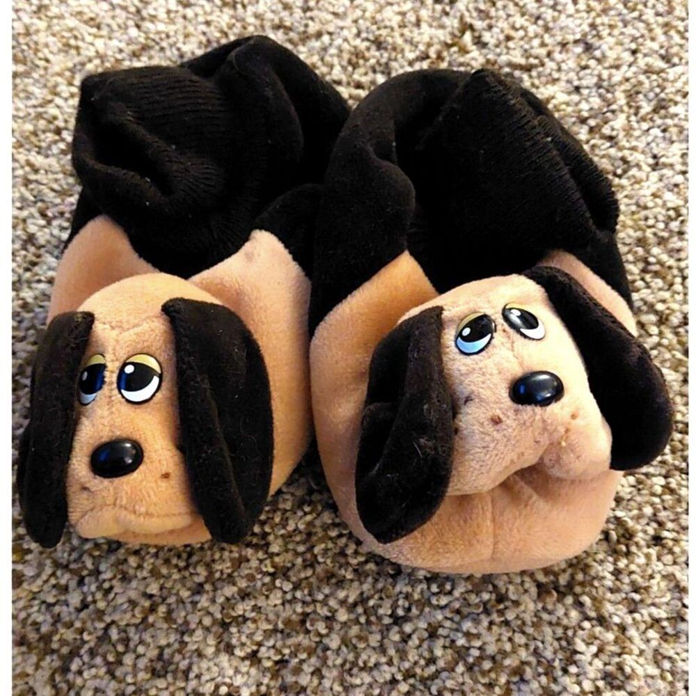 VTG 1980s Pound Puppies Kids Slippers XL 11 12 Made in Korea Tonka